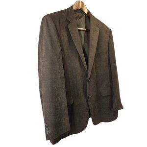Chocolate Brown 2 Btn Sport Coat Sz 50R Faux Suede by Andrew Fezza 3.5" Lapel